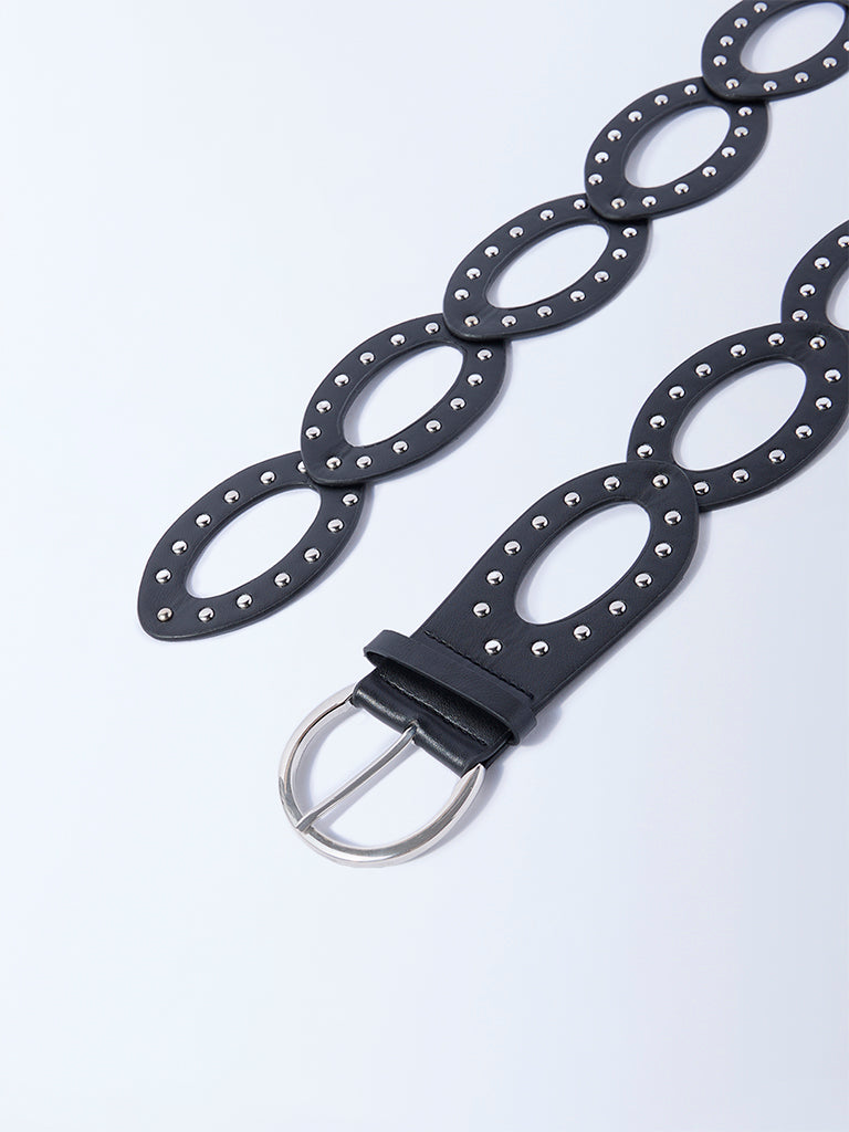 Westside Accessories Black Stud-Detailed Cut-Out Belt