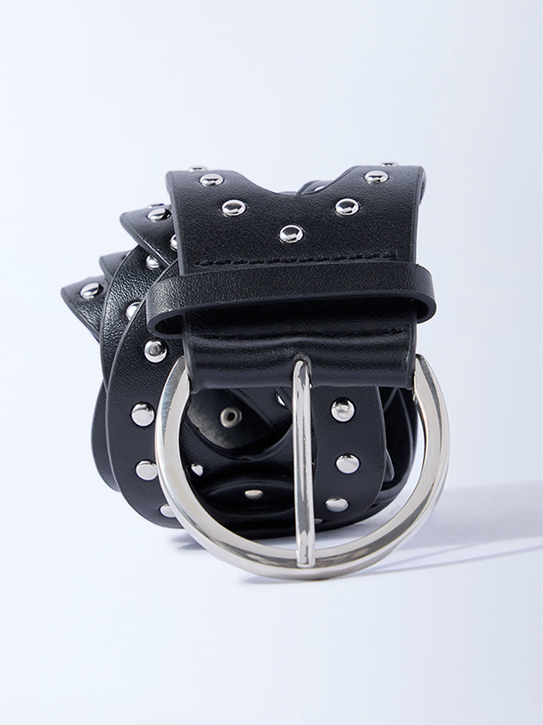 Westside Accessories Black Stud-Detailed Cut-Out Belt