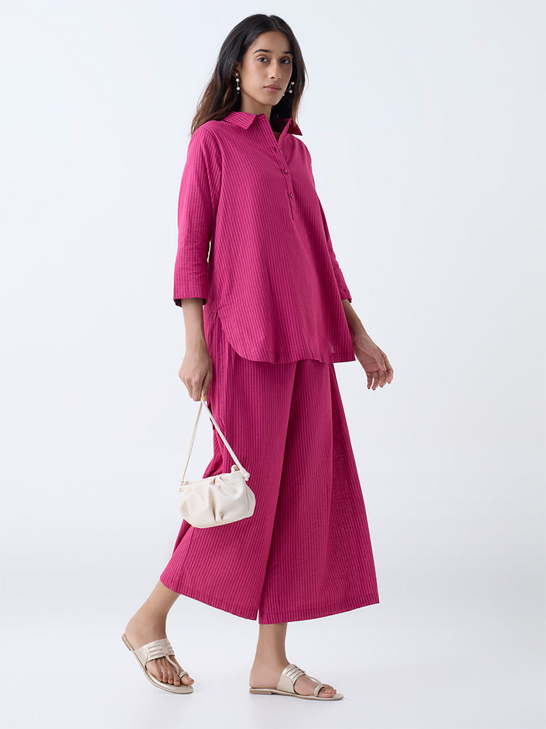 Utsa Pink Striped Cotton Ethnic Pants