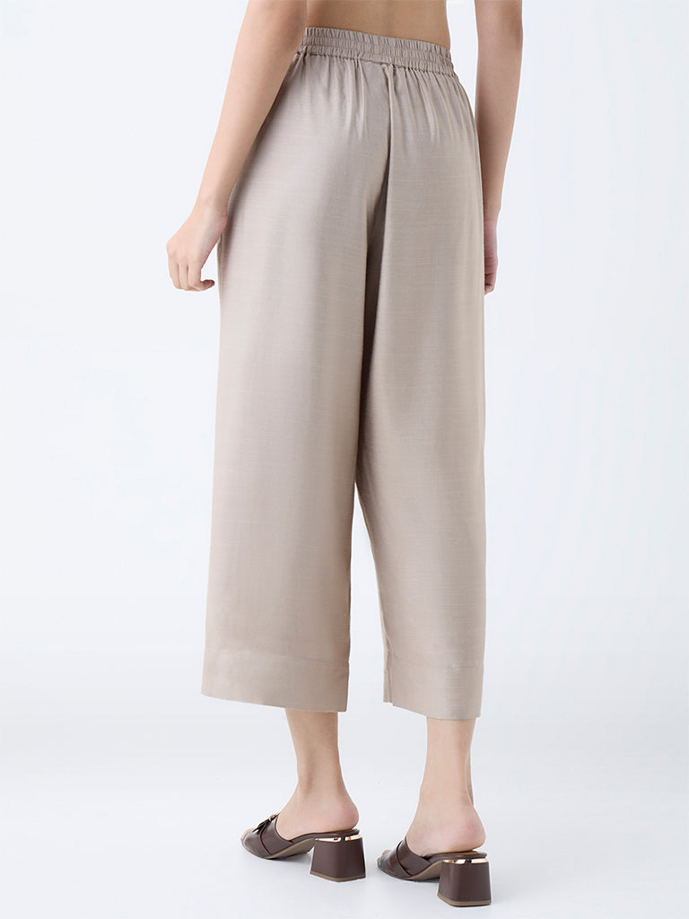Zuba Light Brown Solid Pants