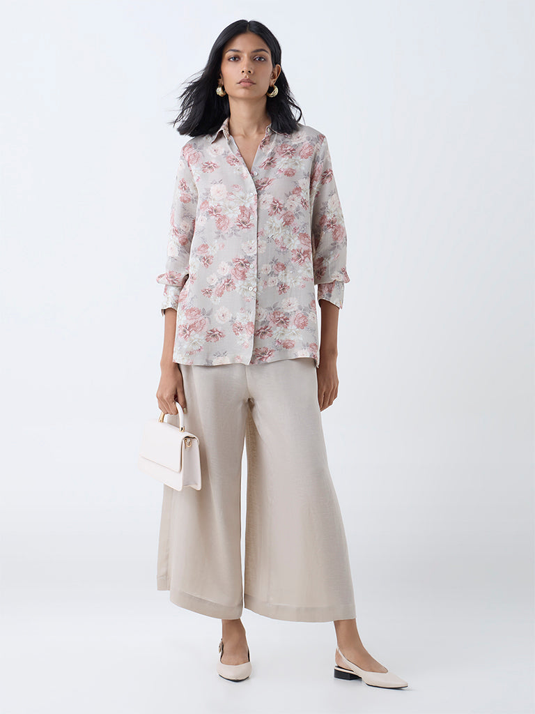 Zuba Taupe Solid Palazzos