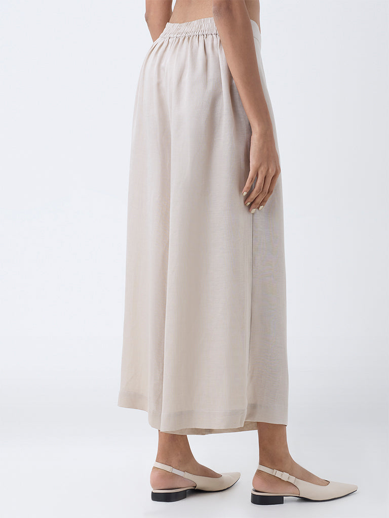 Zuba Taupe Solid Palazzos
