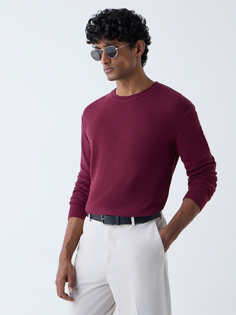 WES Formals Maroon Slim-Fit Sweater