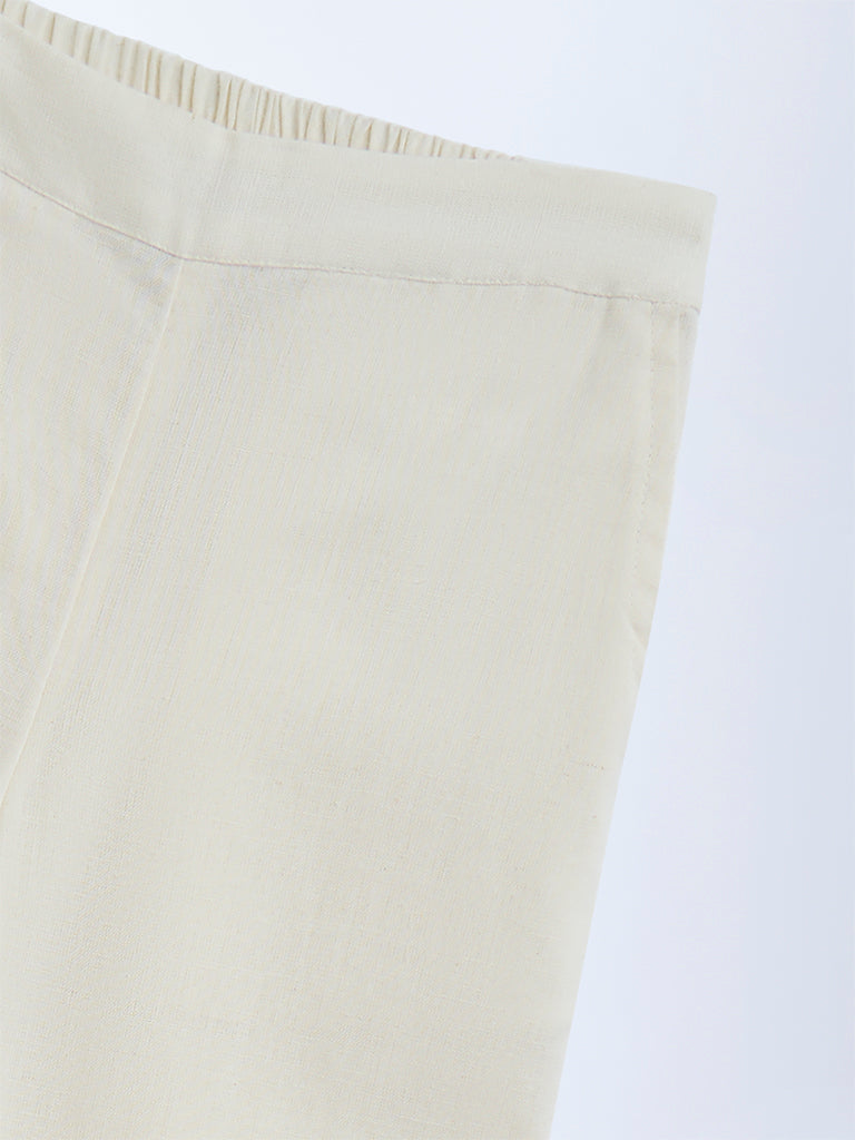 Utsa Kids Off-White Mirror Detailed Cotton Ethnic Pants - (2-8yrs)