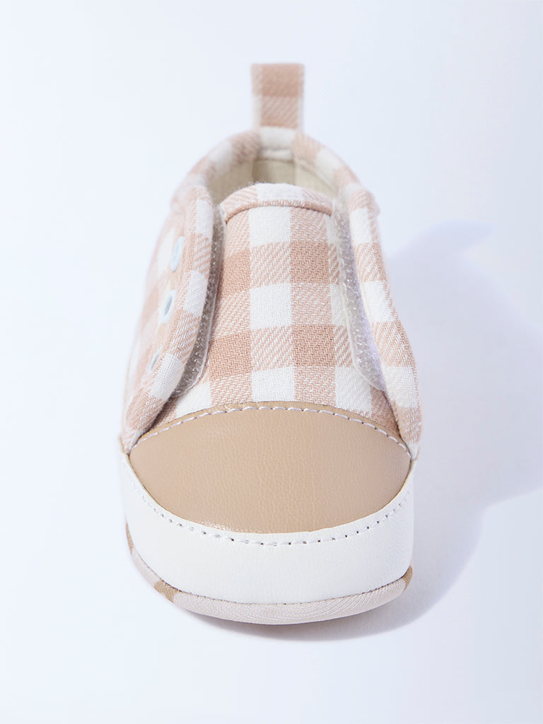 Yellow Beige Gingham Checkered Booties