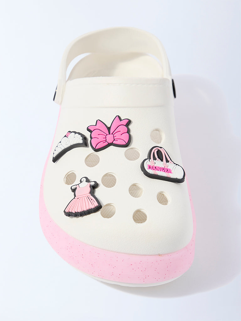 Yellow White Applique-Detailed Clogs