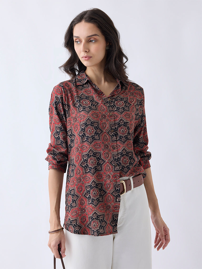 Utsa Red Printed Tunic