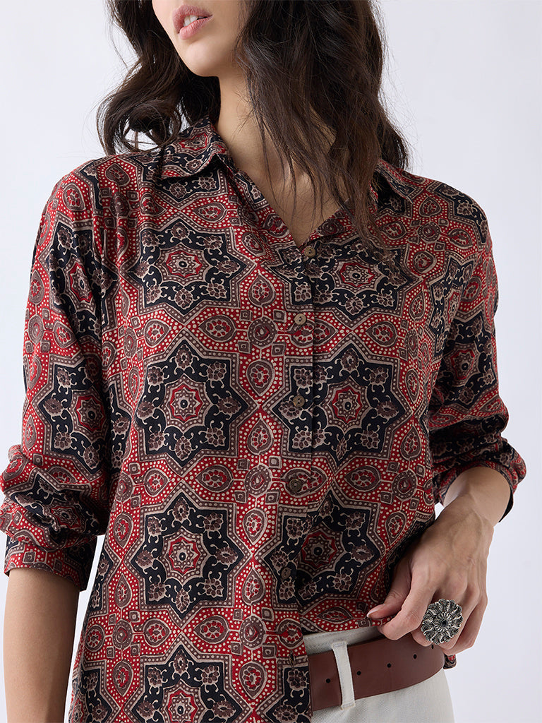 Utsa Red Printed Tunic
