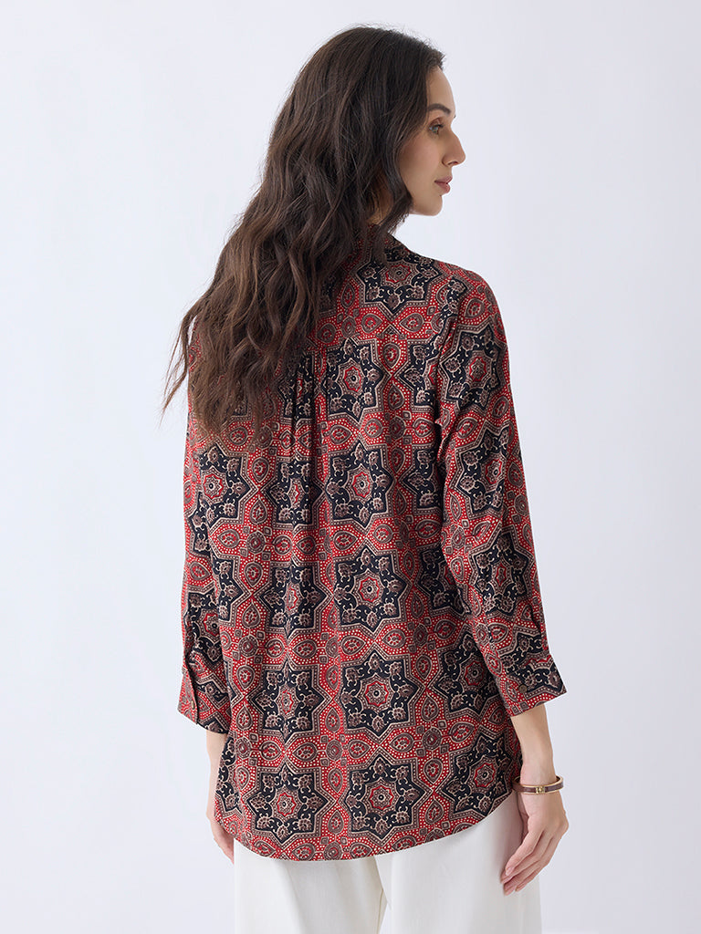 Utsa Red Printed Tunic