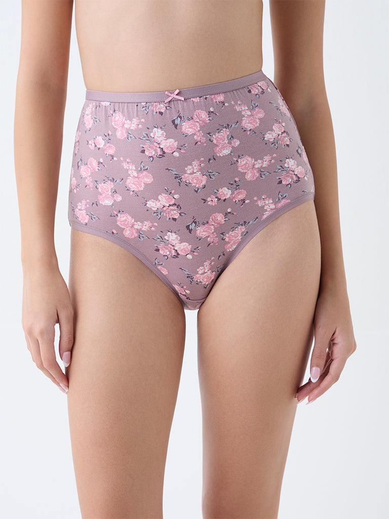 Wunderlove Mauve Cotton-Blend Full Briefs - Pack of 3