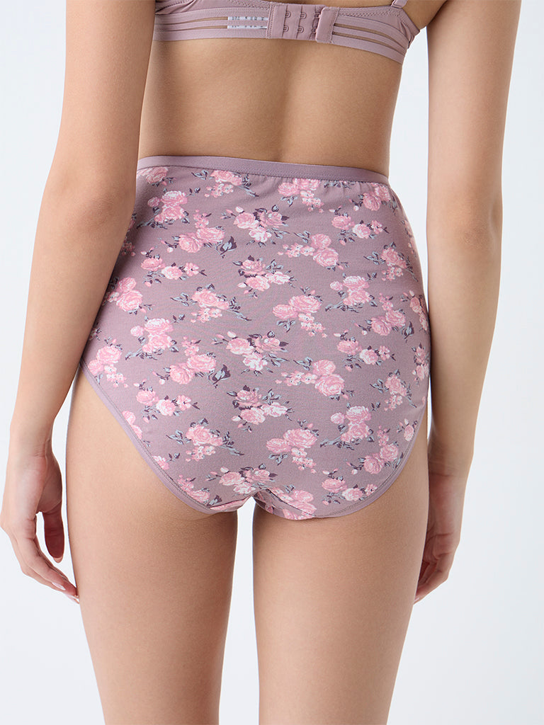 Wunderlove Mauve Cotton-Blend Full Briefs - Pack of 3