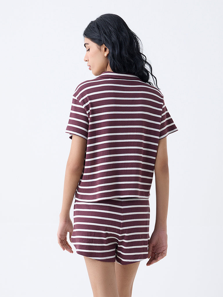 Superstar Brown Striped Cotton Shirt