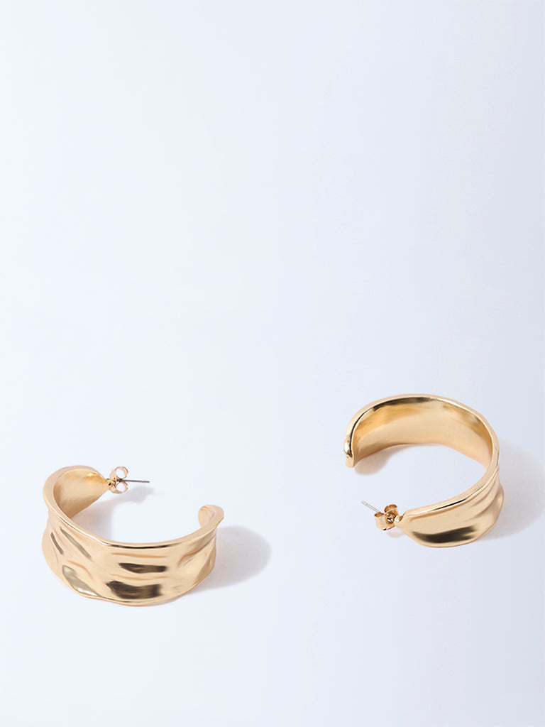 Westside Accessories Gold Molten Statement Half Hoop Earrings