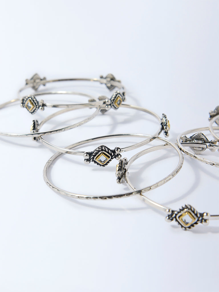 Westside Accessories Silver Motif-Detailed Bangles Set - Pack of 7
