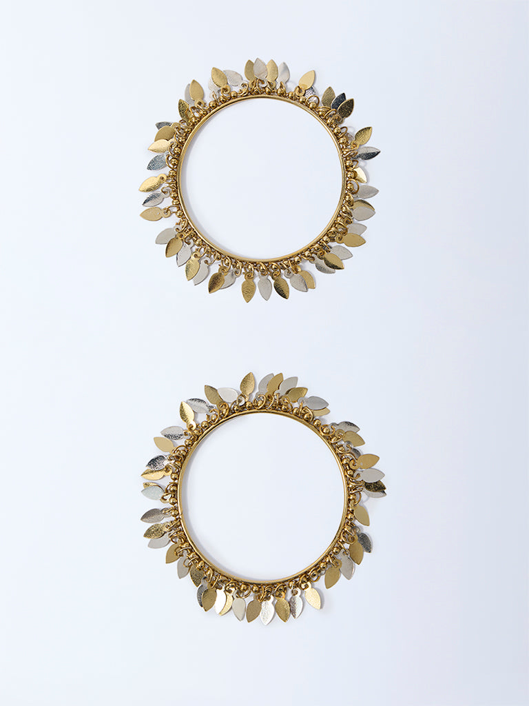 Westside Accessories Gold and Silver Leaf Bangles Set - Pack of 2
