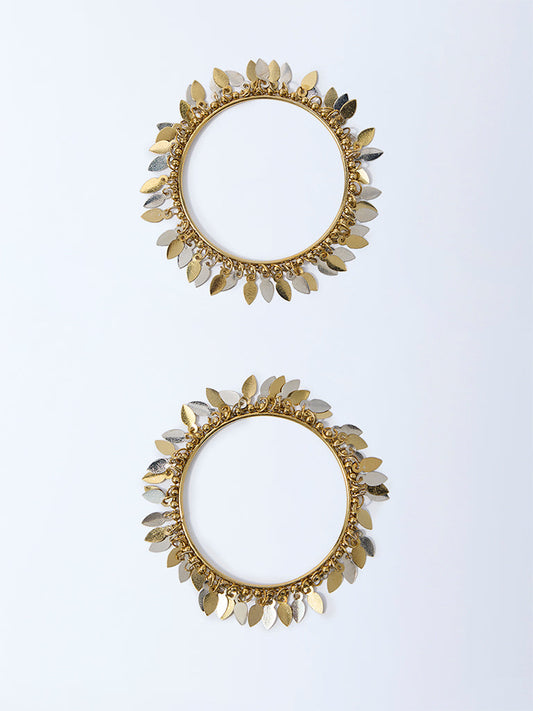 Westside Accessories Gold and Silver Leaf Bangles Set - Pack of 2