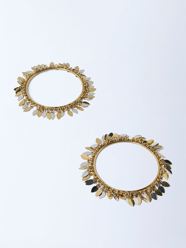 Westside Accessories Gold and Silver Leaf Bangles Set - Pack of 2