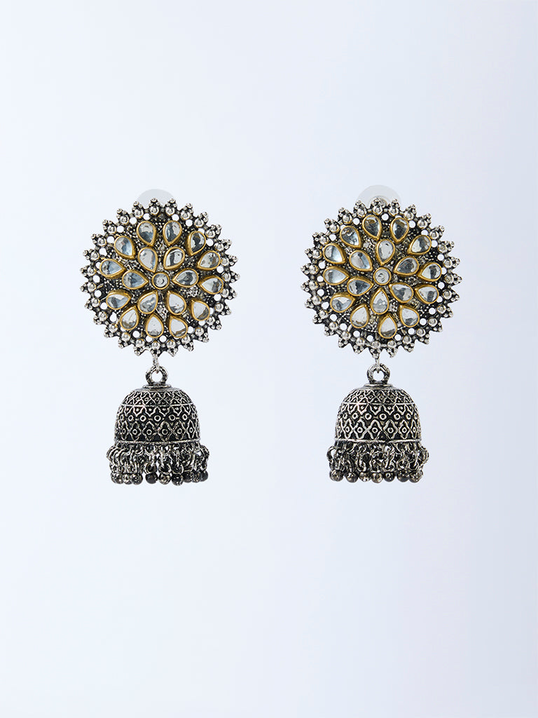 Westside Accessories Silver Embellished Jhumki Earrings