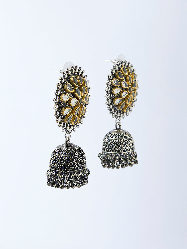 Westside Accessories Silver Embellished Jhumki Earrings