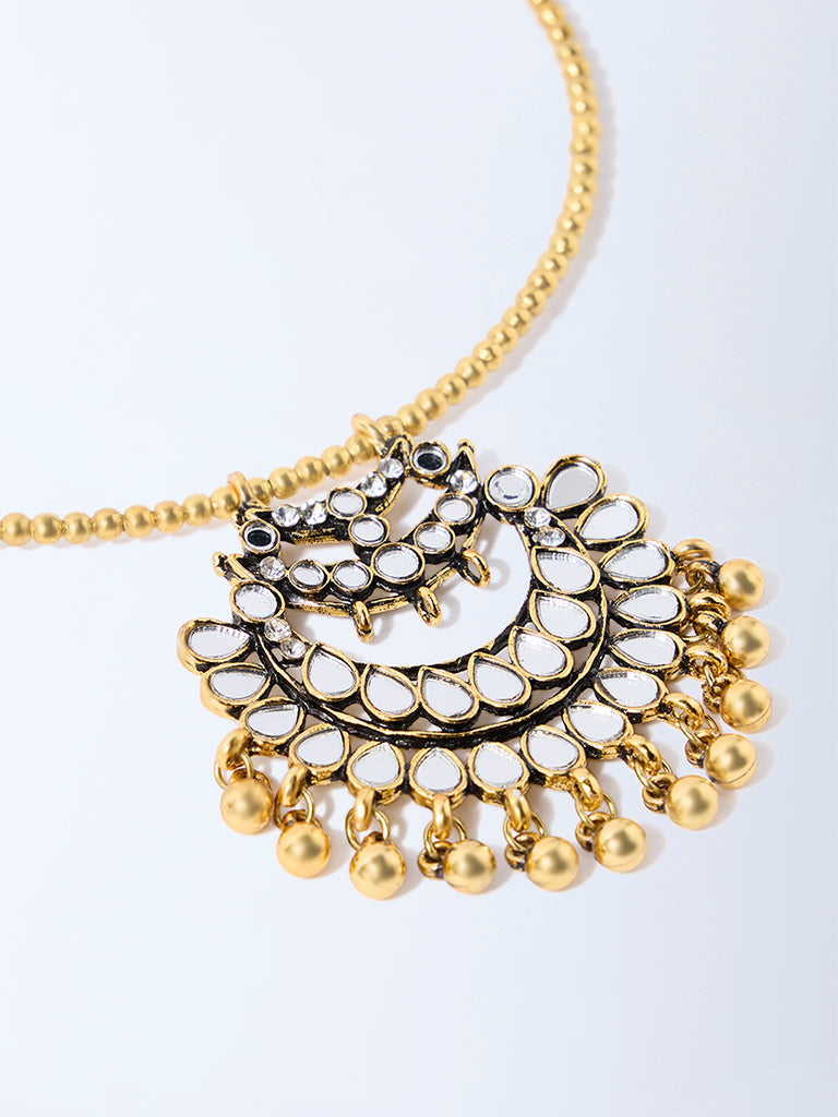 Westside Accessories Gold Glass-Detailed Pendant Choker Necklace