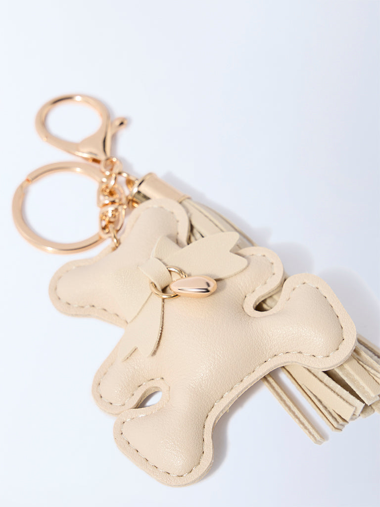 Westside Accessories Off-White Teddy Bag Charm