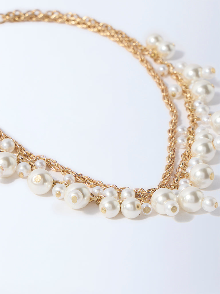 Westside Accessories White Pearl Collar Statement Necklace