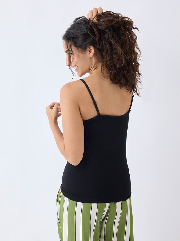 Wunderlove Black Square Neck Seam-Free Camisole