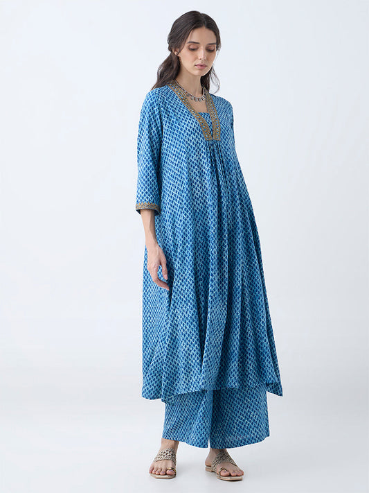 Utsa Indigo Printed Anarkali Kurta