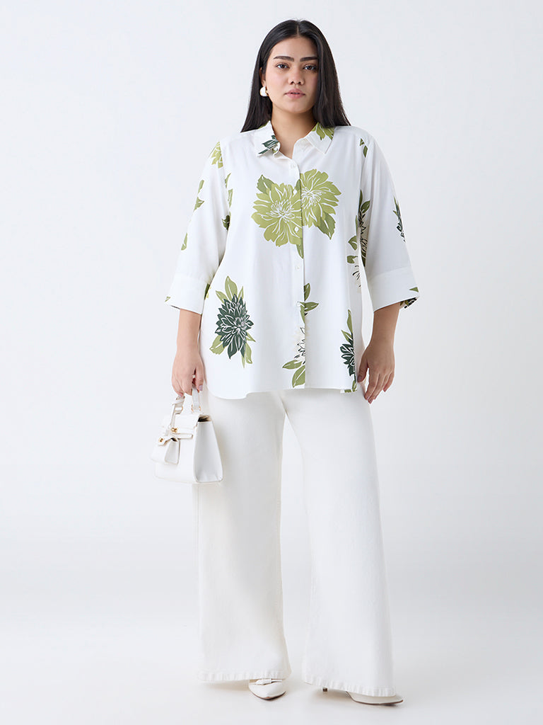 Gia White Botanical Design Shirt