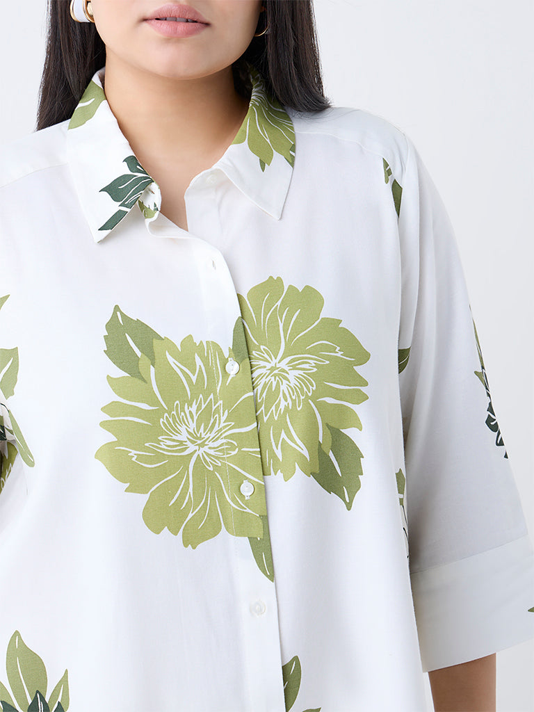 Gia White Botanical Design Shirt