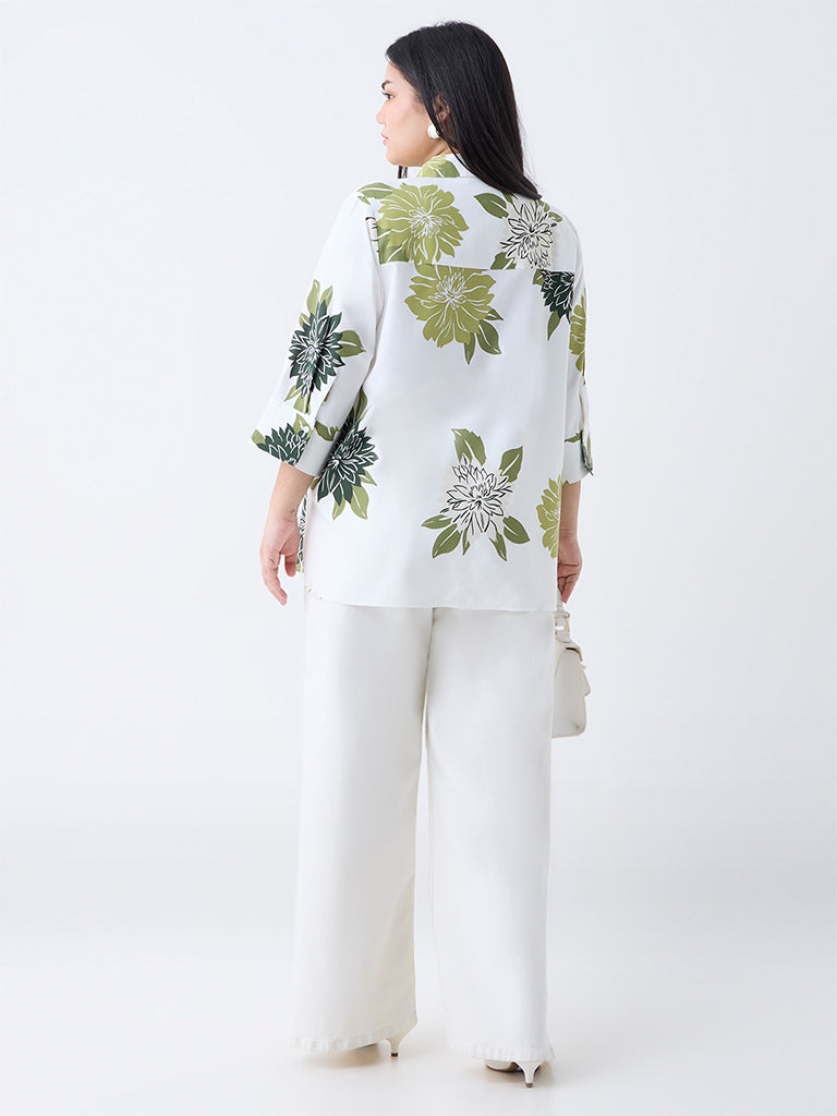 Gia White Botanical Design Shirt