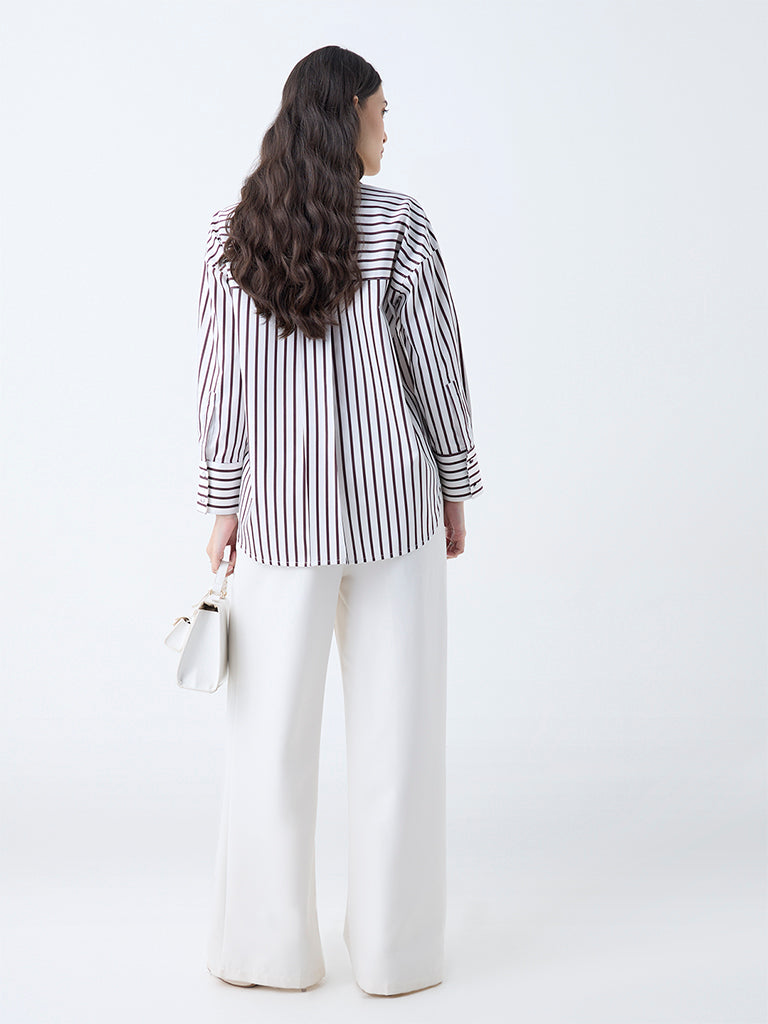 Wardrobe White Striped Cotton Shirt