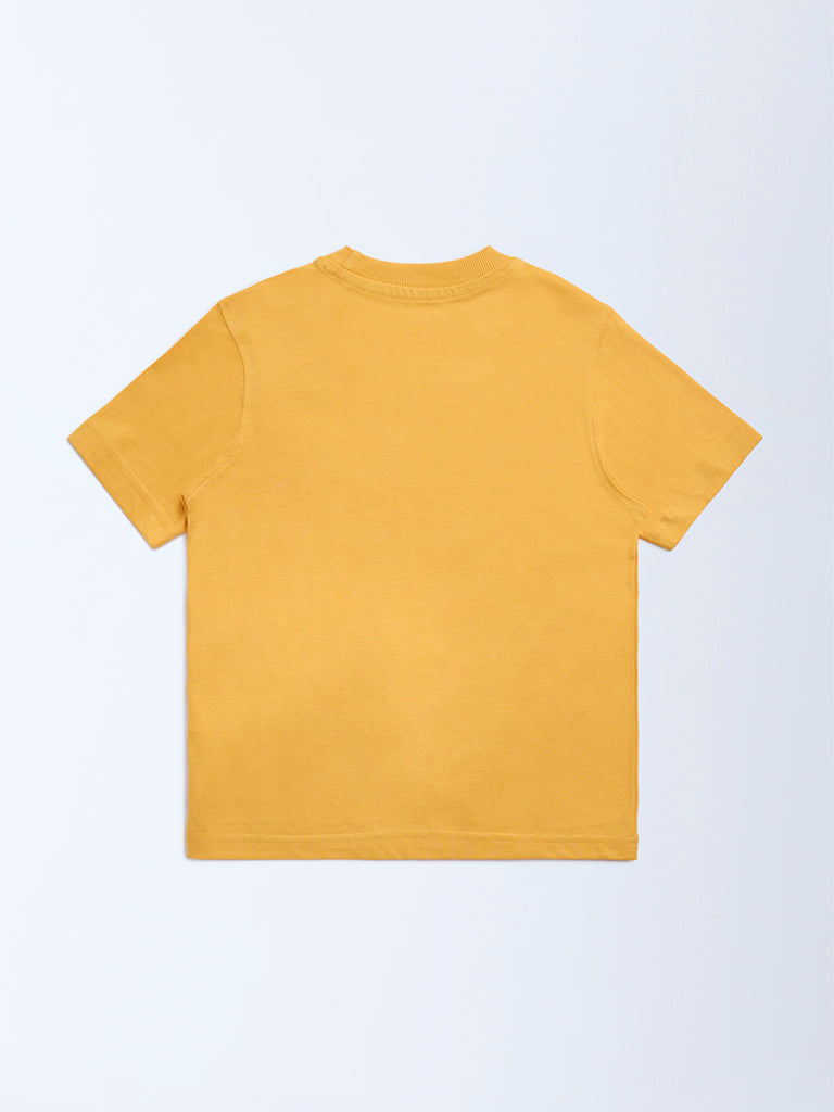 HOP Kids Yellow Text Detailed Cotton T-Shirt