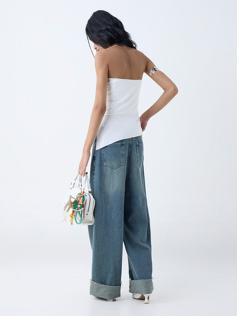 Nuon White Solid Tube Top