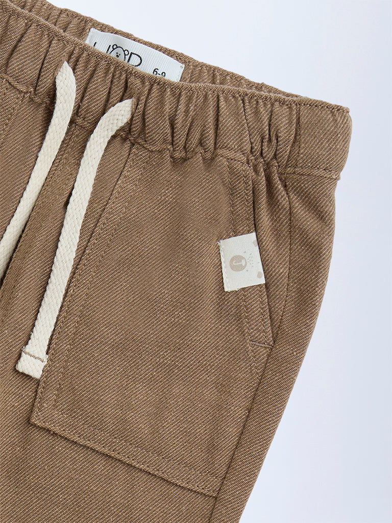 HOP Baby Taupe Mid-Rise Cotton-Blend Trousers