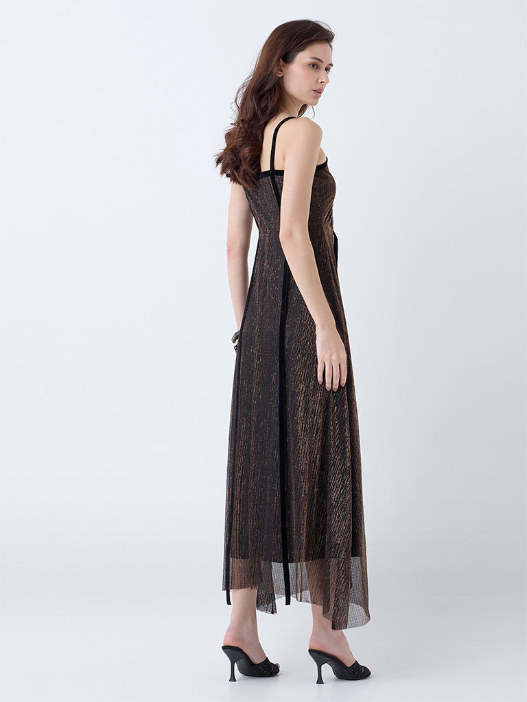 LOV Black Plisse Texture Party Dress