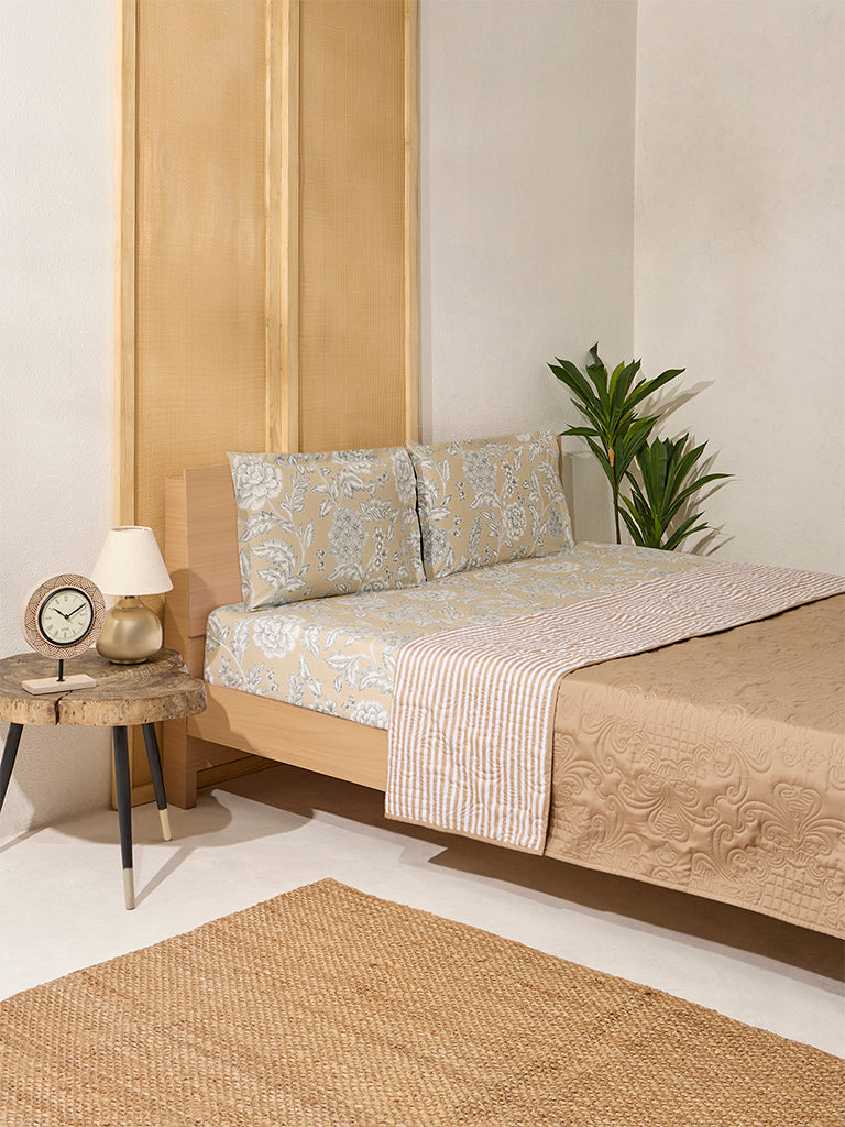 Westside Home Taupe Heat Seal Reversible Double Bed Comforter