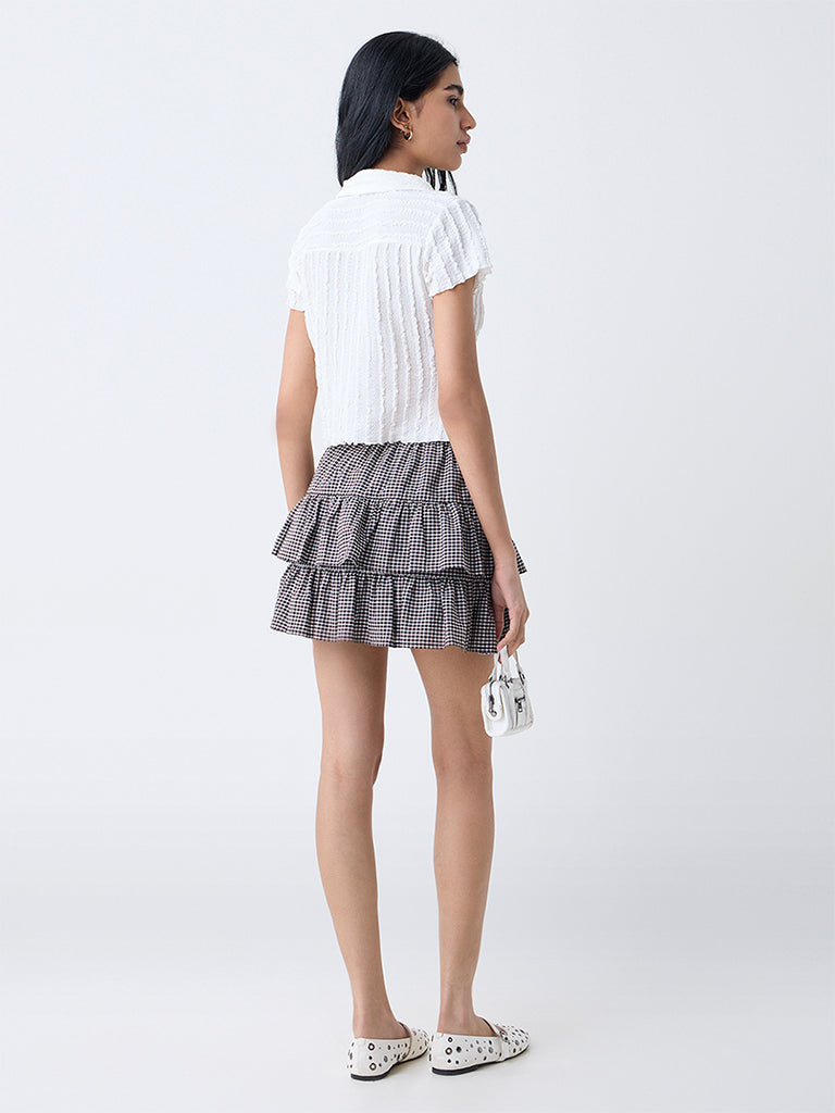 Nuon White Knit-Textured Shirt