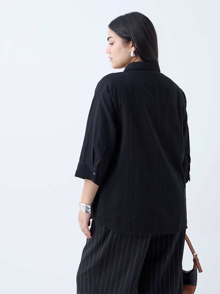 Gia Black Floral Embellished Cotton Shirt