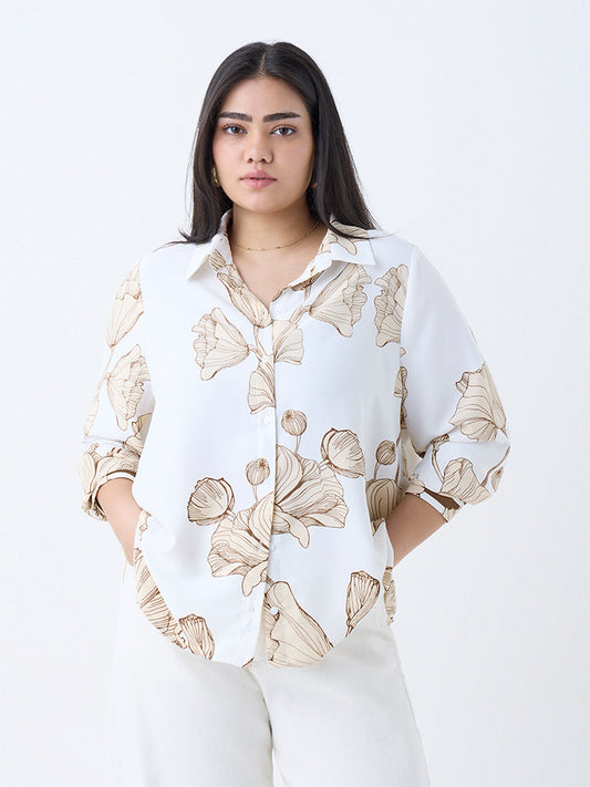 Gia White Floral Patterned Shirt