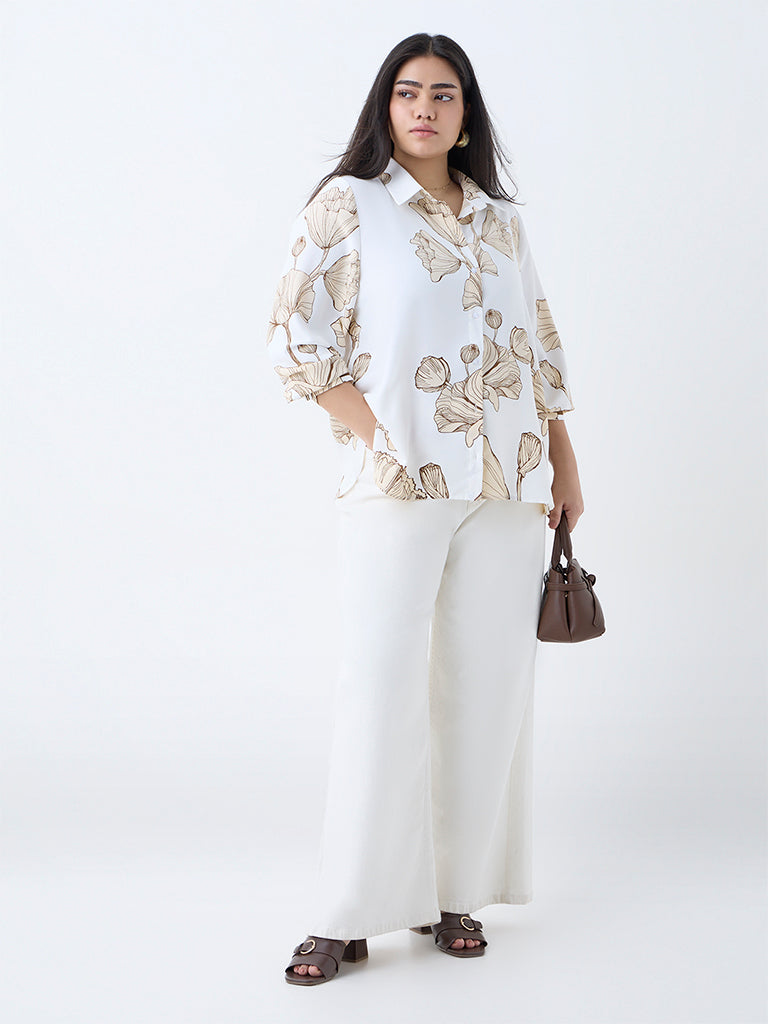 Gia White Floral Patterned Shirt
