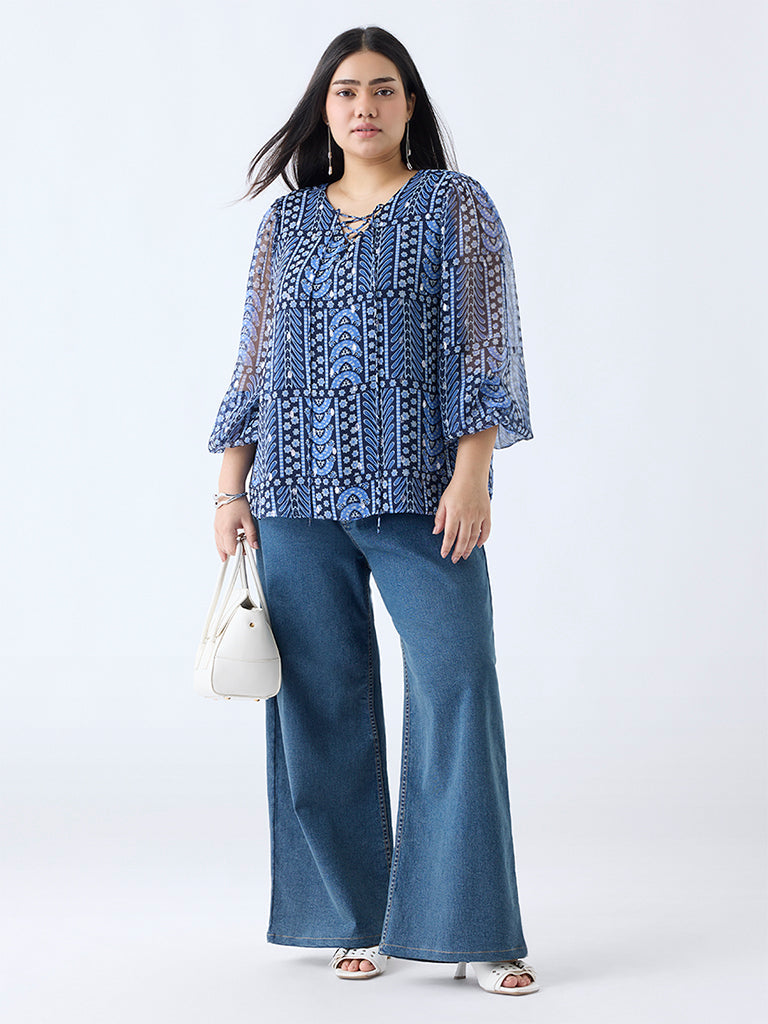 Gia Blue Printed Top