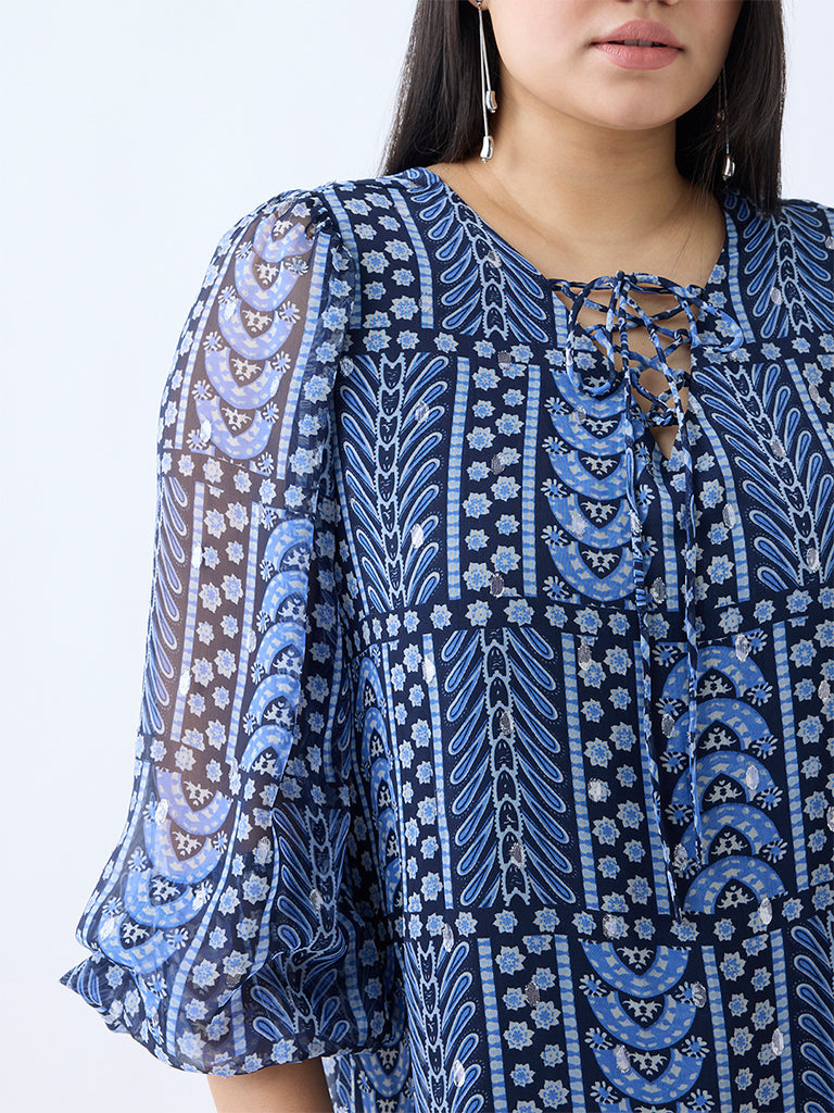 Gia Blue Printed Top