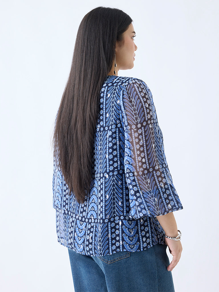 Gia Blue Printed Top