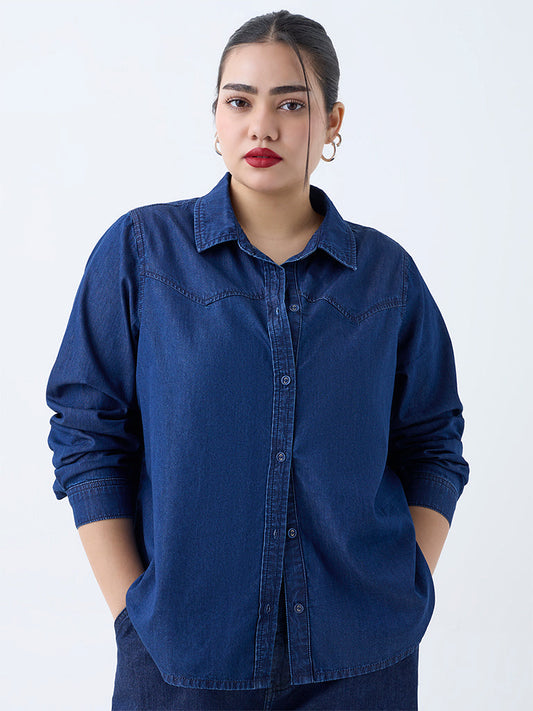 Gia Dark Blue Denim Shirt
