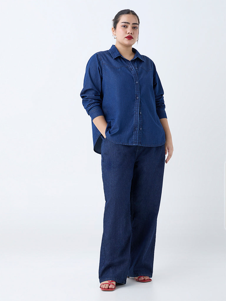 Gia Dark Blue Denim Shirt