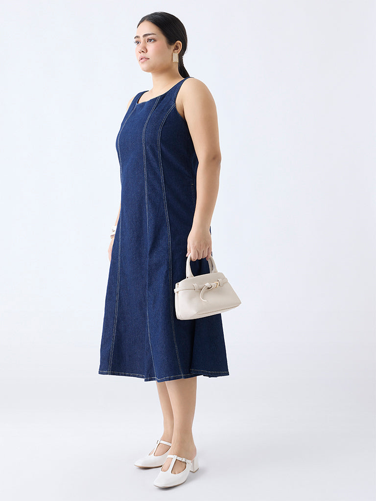 Gia Dark Blue Denim A-Line Dress