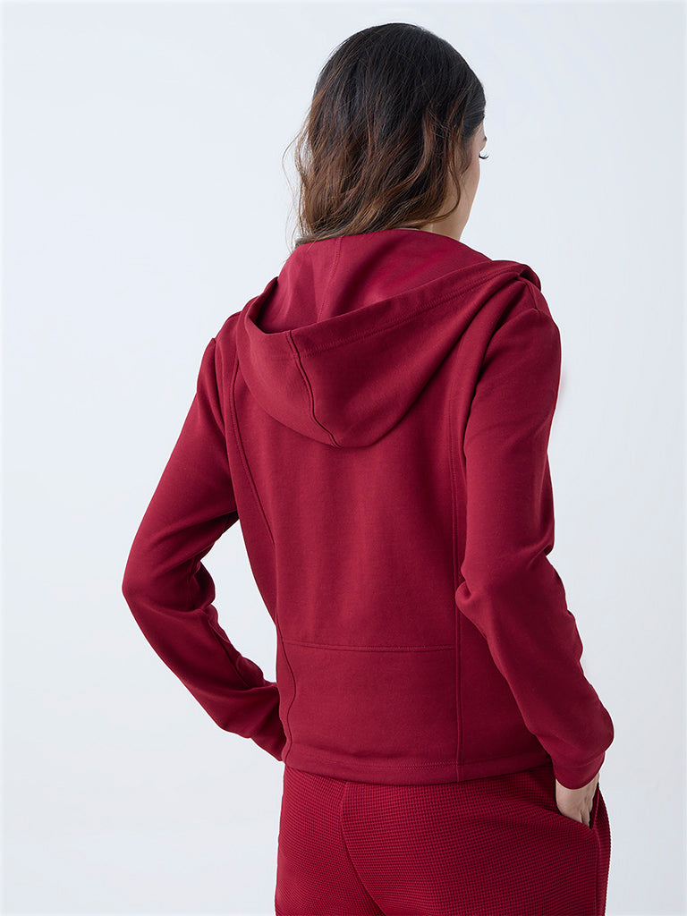 Studiofit Maroon Solid Hoodie