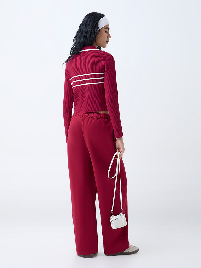Studiofit Maroon Ribbed Top