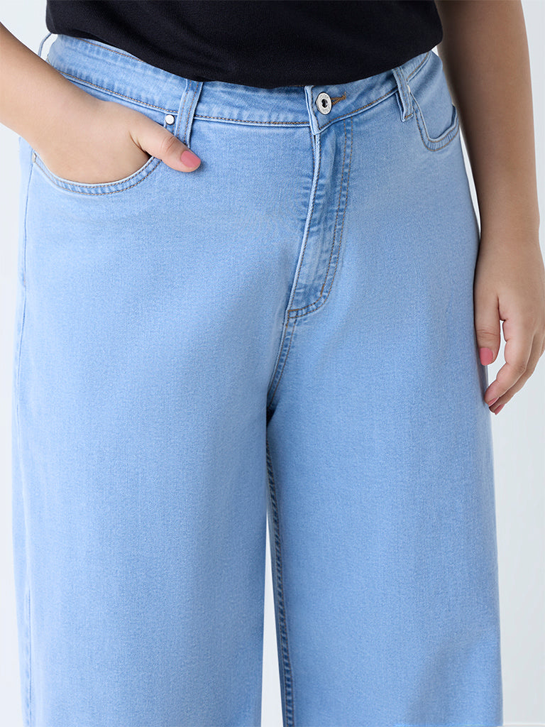 Gia Light Blue Straight-Fit High-Rise Jeans
